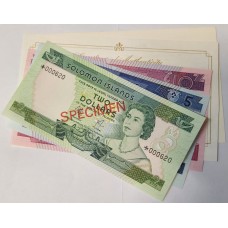 SOLOMON ISLANDS 1979 . TWO 2 - TEN 10 DOLLARS BANKNOTES . SPECIMEN